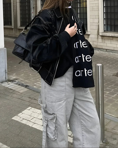 Vixi | Trendy Bomberjakke i Imitert Skinn